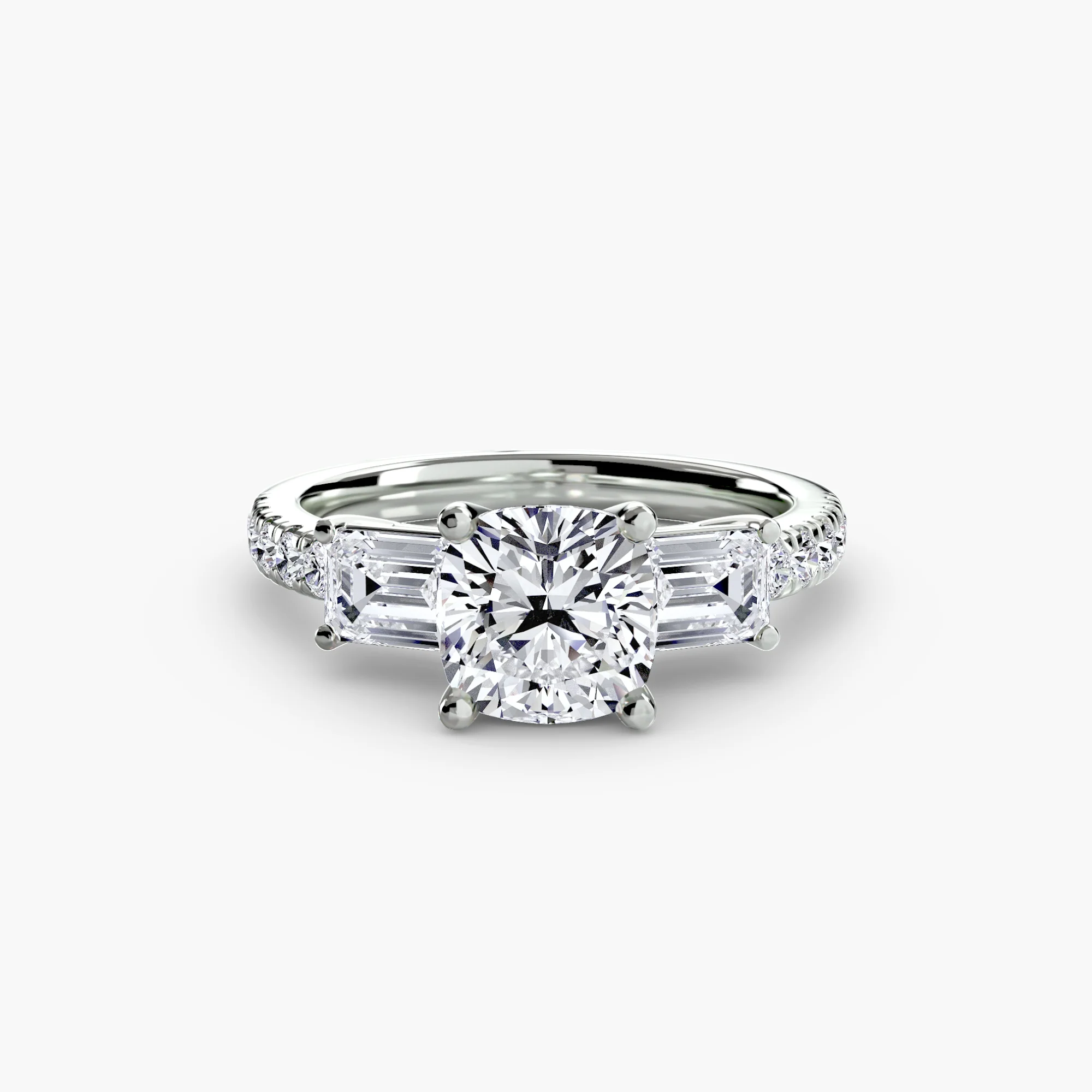 Three-Stone Ring with Pavé Band 4 - Image 91